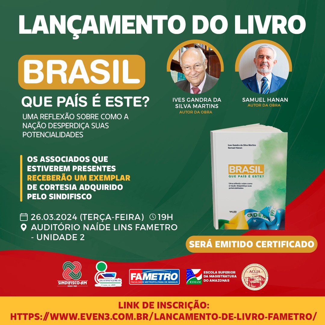 Leia mais sobre o artigo “Brasil, que país é este” terá lançamento especial em Manaus